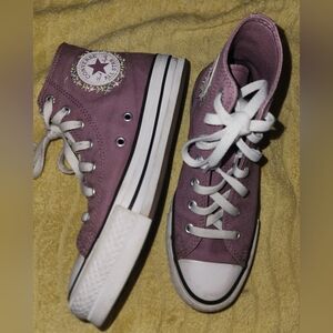 Converse Girls Chuck Taylor High-Top Eva Lift Sneakers - Mauve/Dusty Pink Size 4